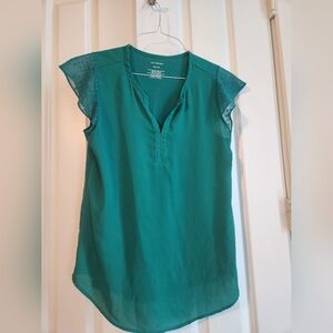 Van Heusen Teal Flutter Sleeve Blouse